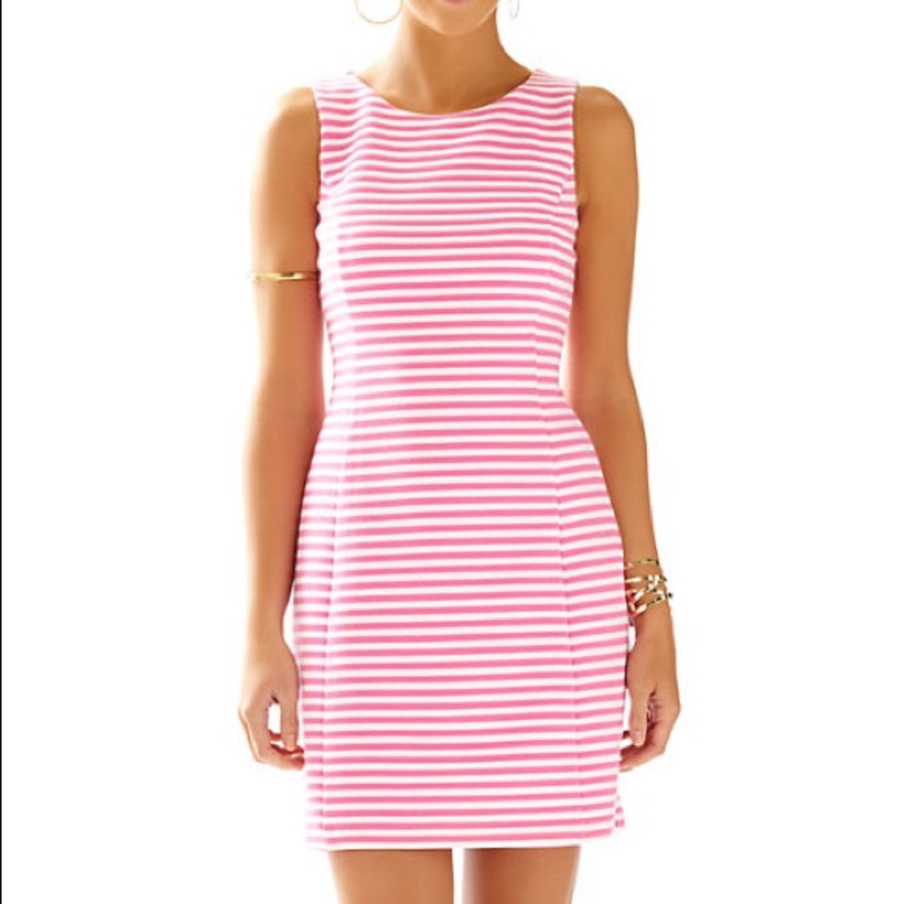 NWT Lilly Pulitzer Whiting Cut-Out Shift Dress in Hotty Pink Ottoman Stripe